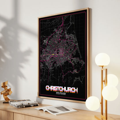 Christchurch Retro Map Poster