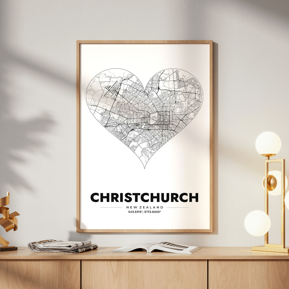 Christchurch Heart Map Poster