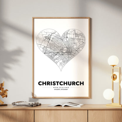 Christchurch Heart Map Poster