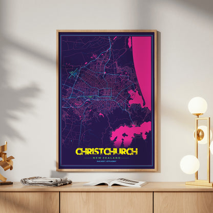Christchurch Cyberpunk Map Poster