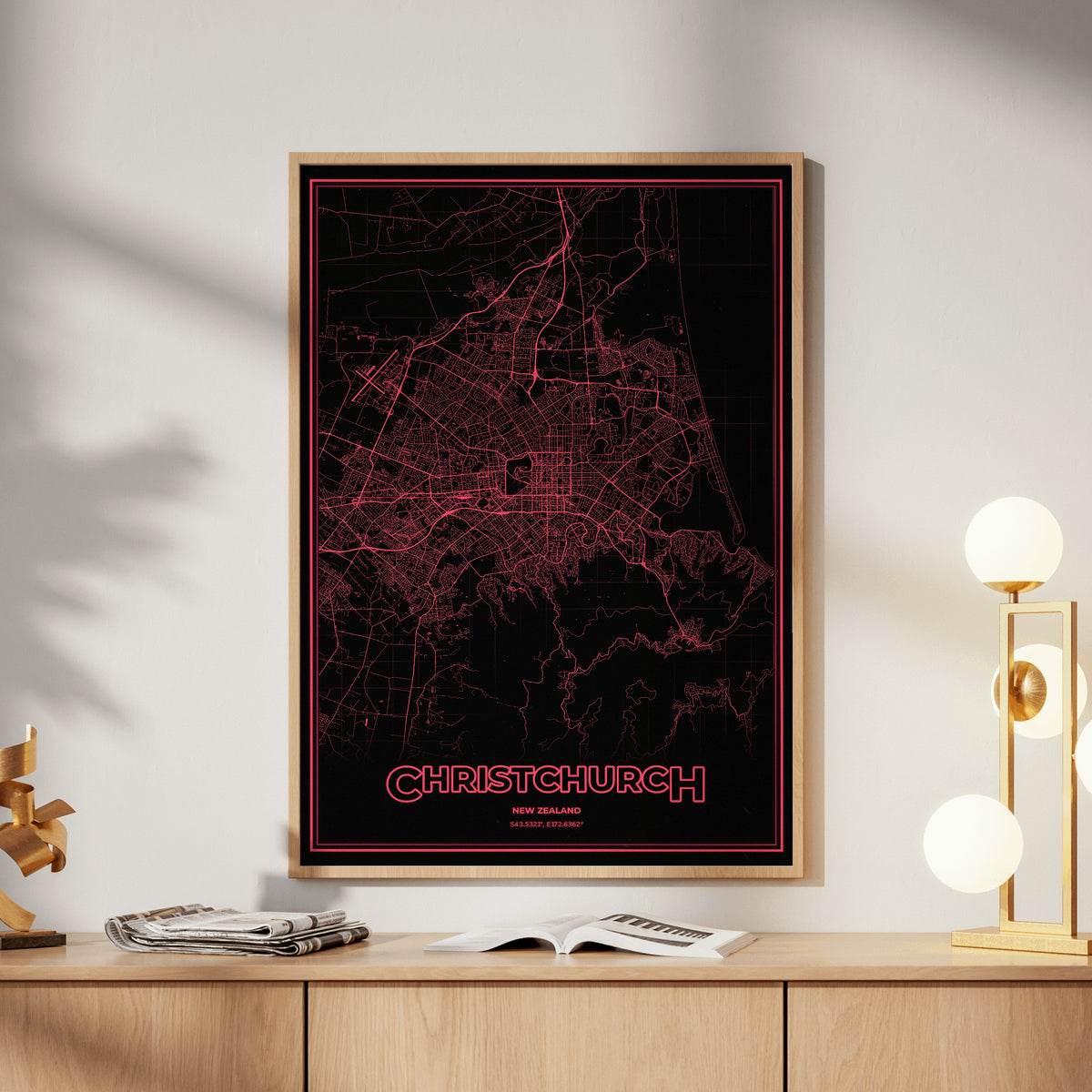 Christchurch Phosphor Map Poster - System Alert
