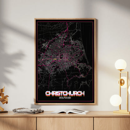 Christchurch Retro Map Poster