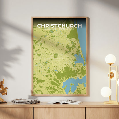 Christchurch Fern Map Poster