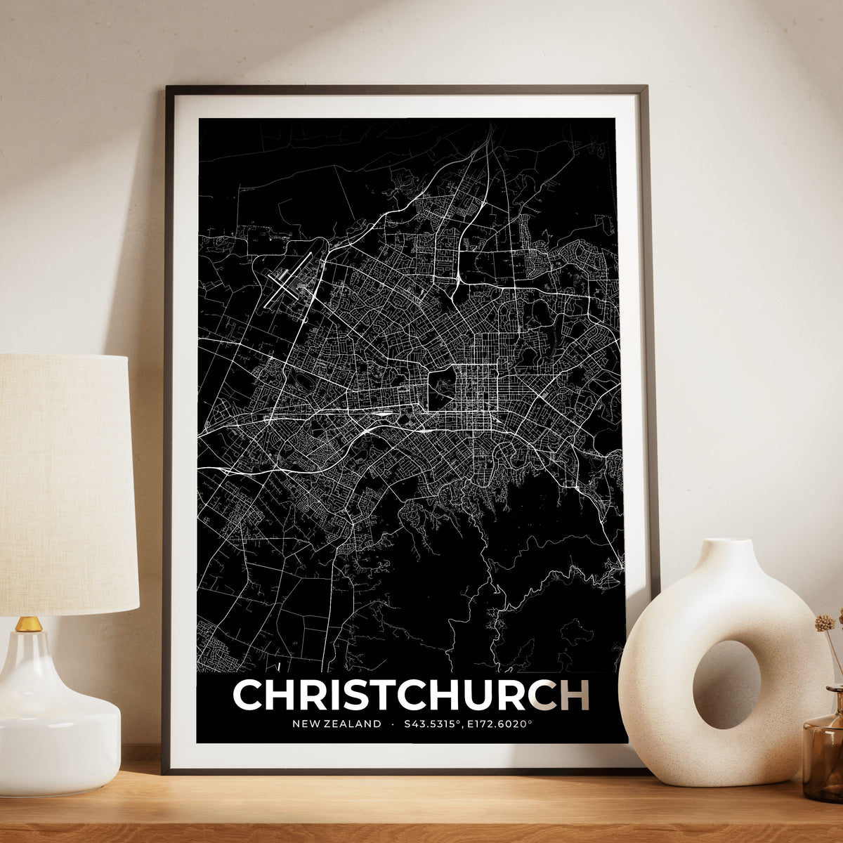 Christchurch Elegant Map Poster