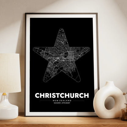 Christchurch Star Map Poster