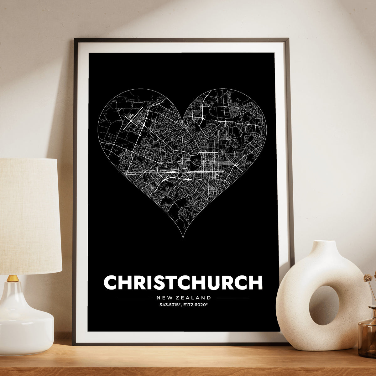 Christchurch Heart Map Poster