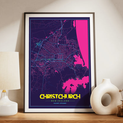 Christchurch Cyberpunk Map Poster