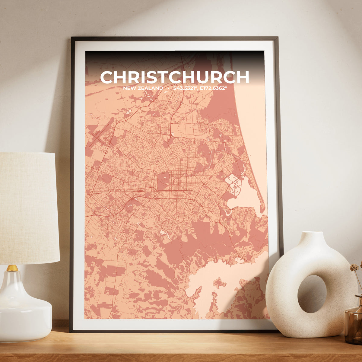 Christchurch Blush Map Poster