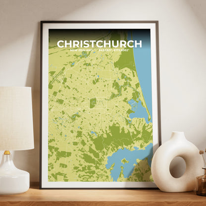 Christchurch Fern Map Poster