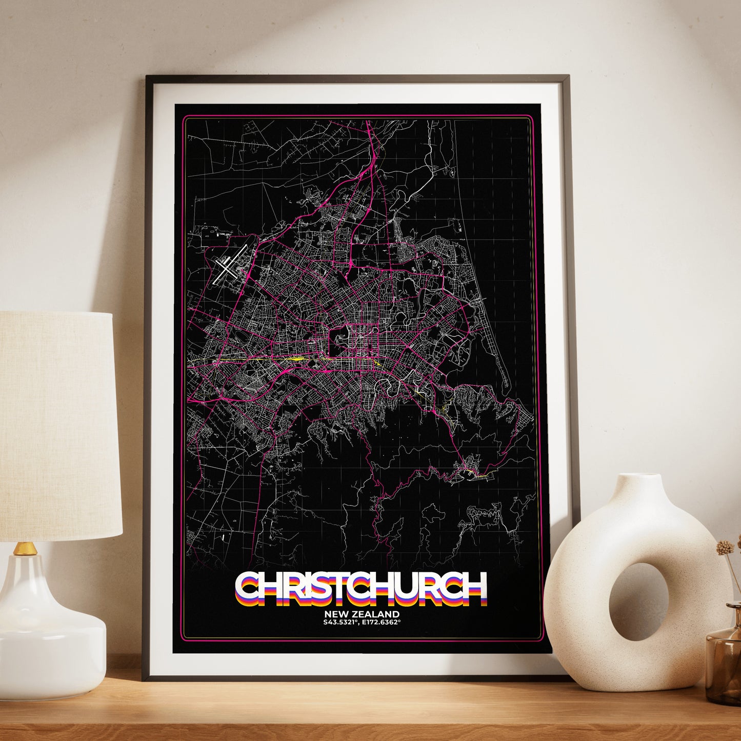 Christchurch Retro Map Poster