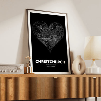 Christchurch Heart Map Poster