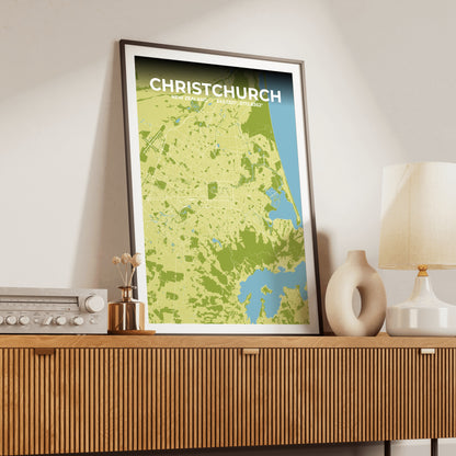 Christchurch Fern Map Poster