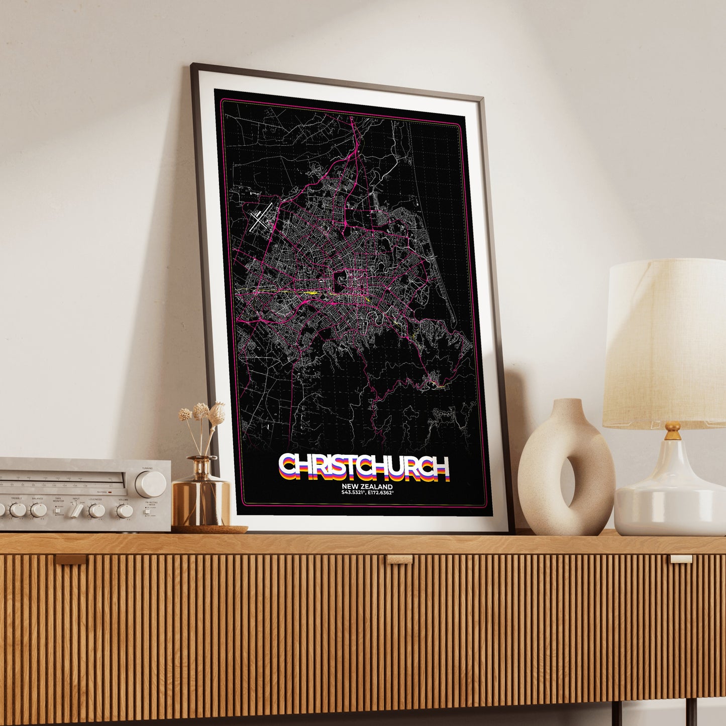 Christchurch Retro Map Poster