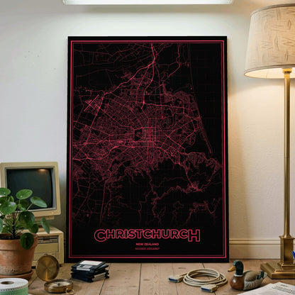 Christchurch Phosphor Map Poster - System Alert