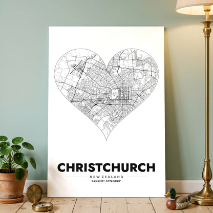 Christchurch Heart Map Poster