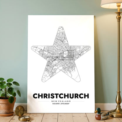 Christchurch Star Map Poster