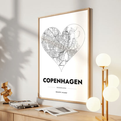 Copenhagen Heart Map Poster
