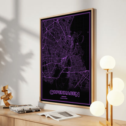 Copenhagen Phosphor Map Poster - EGA Violet