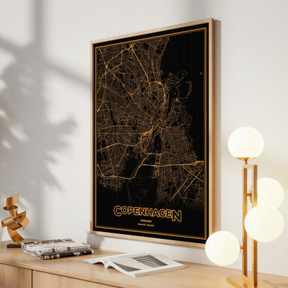 Copenhagen Phosphor Map Poster - Amber CRT