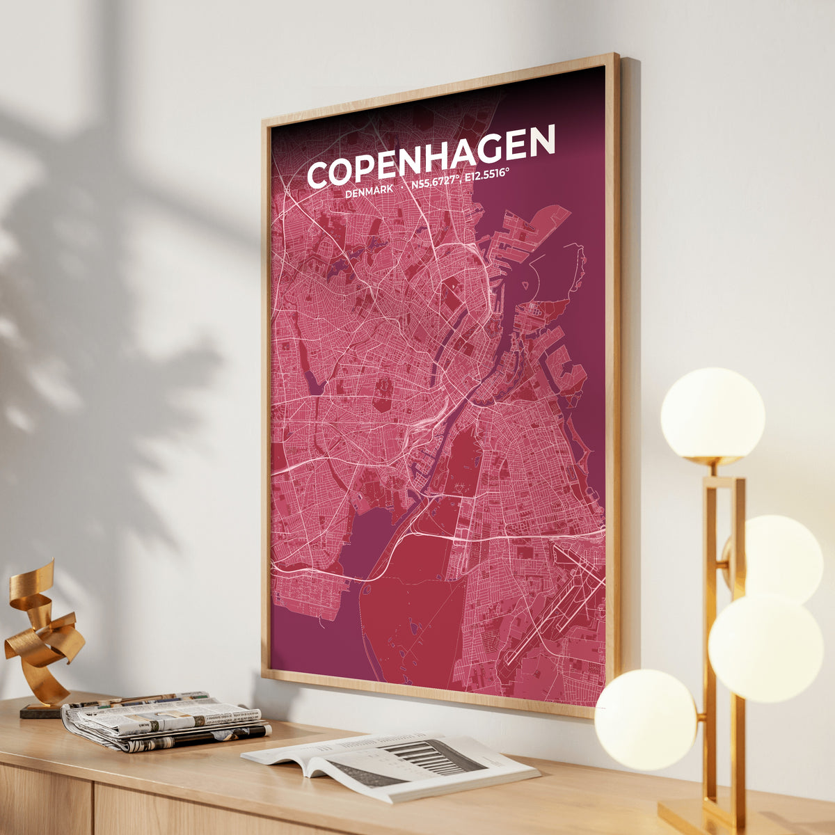 Copenhagen Scarlet Map Poster
