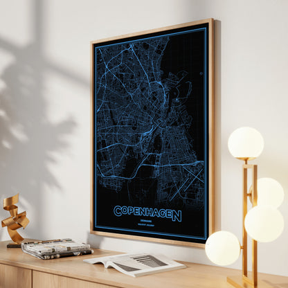 Copenhagen Phosphor Map Poster - IBM Blue