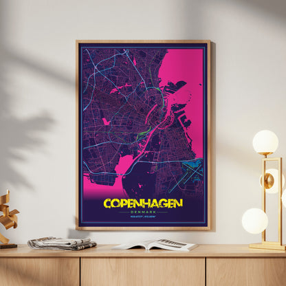 Copenhagen Cyberpunk Map Poster