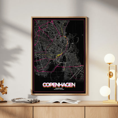 Copenhagen Retro Map Poster