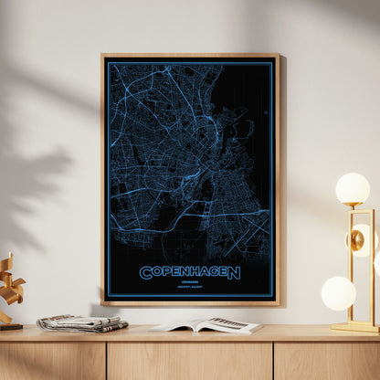 Copenhagen Phosphor Map Poster - IBM Blue