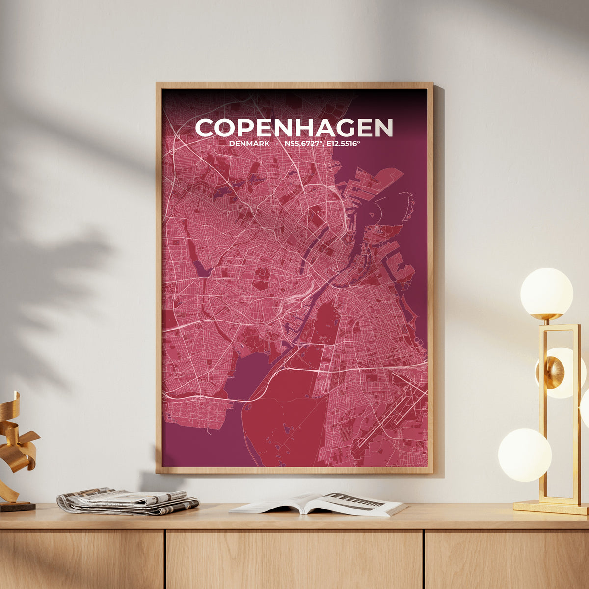 Copenhagen Scarlet Map Poster