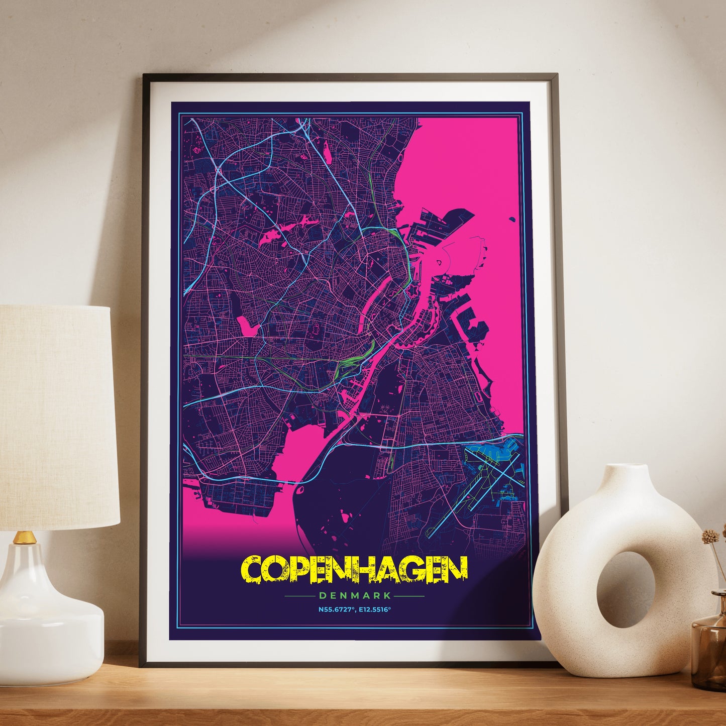 Copenhagen Cyberpunk Map Poster