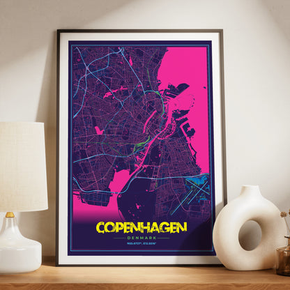 Copenhagen Cyberpunk Map Poster