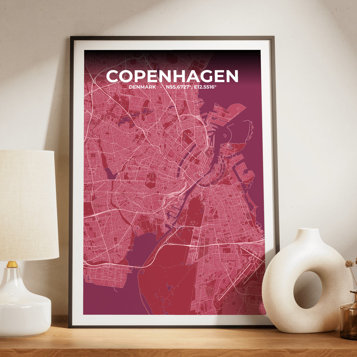 Copenhagen Scarlet Map Poster