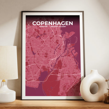 Copenhagen Scarlet Map Poster