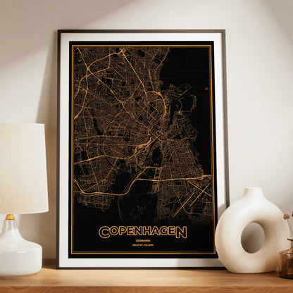Copenhagen Phosphor Map Poster - Amber CRT