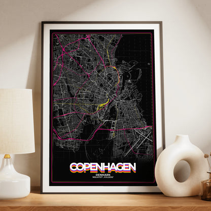 Copenhagen Retro Map Poster