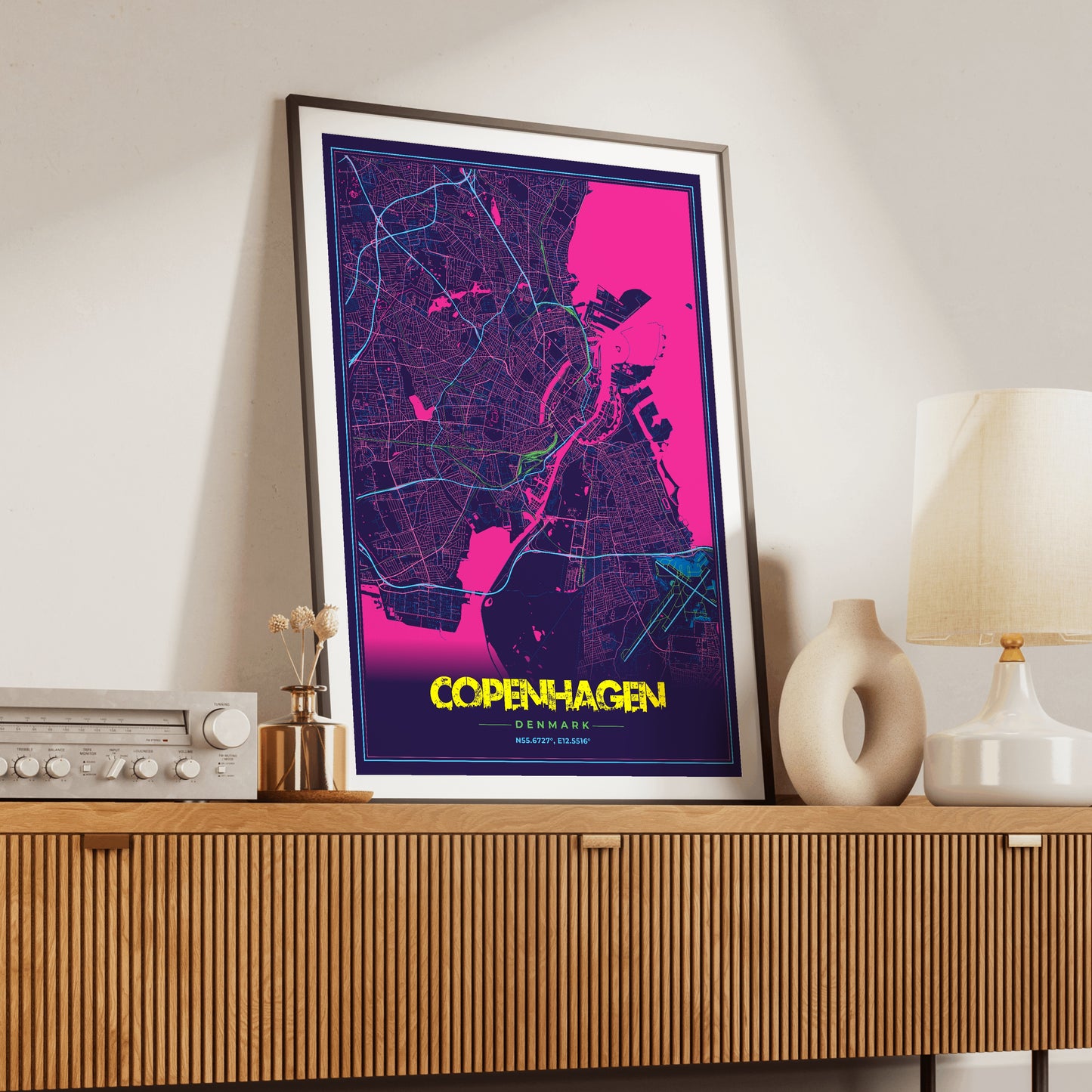 Copenhagen Cyberpunk Map Poster