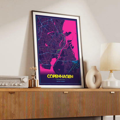 Copenhagen Cyberpunk Map Poster