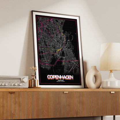 Copenhagen Retro Map Poster