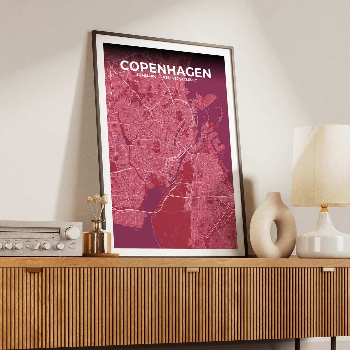Copenhagen Scarlet Map Poster