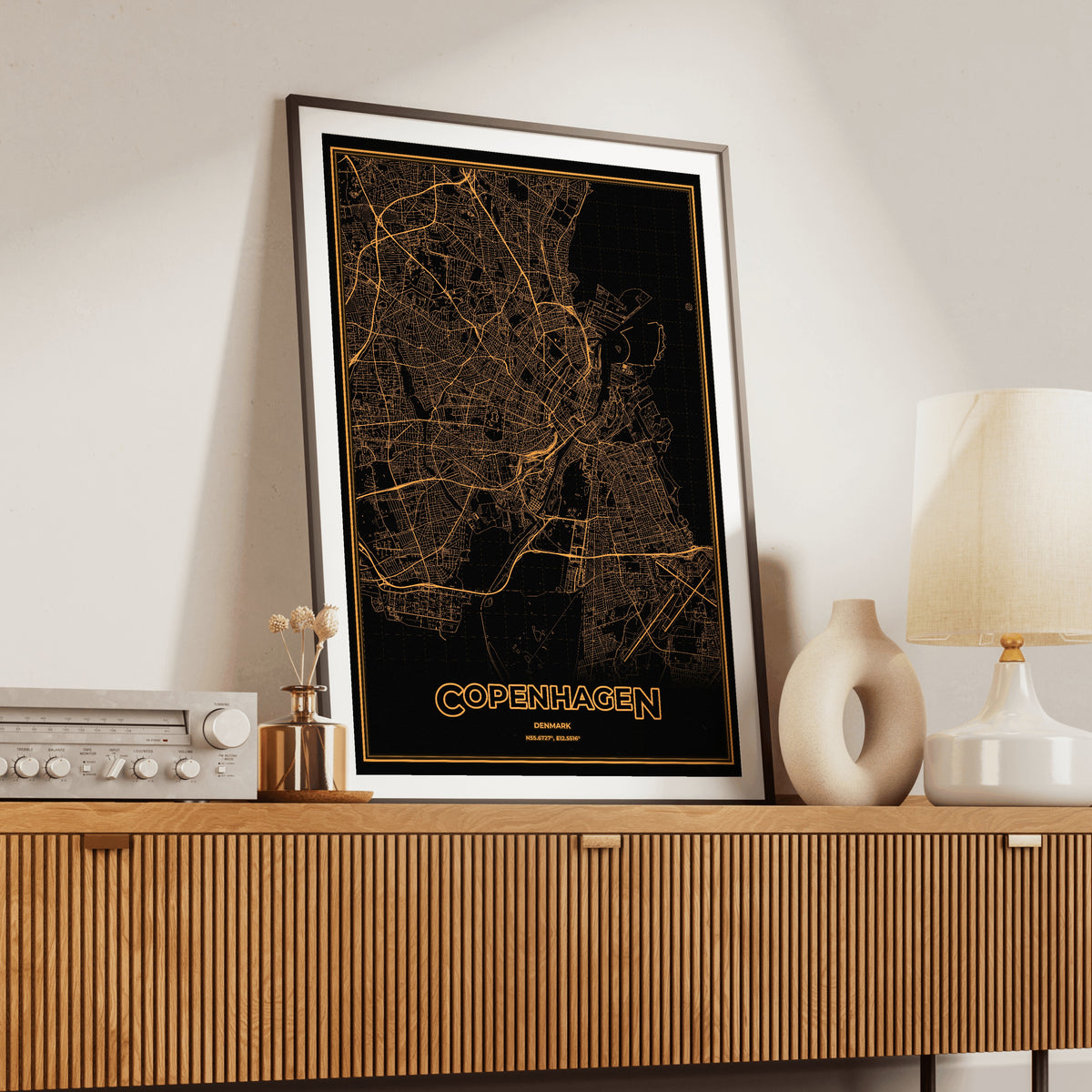 Copenhagen Phosphor Map Poster - Amber CRT