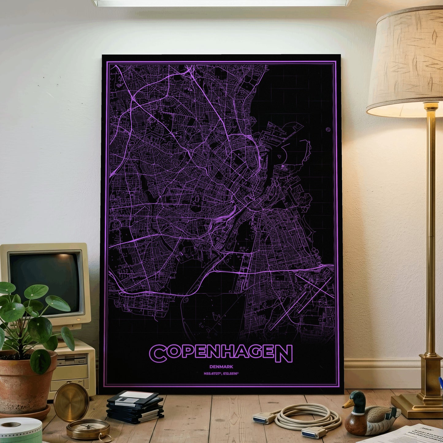 Copenhagen Phosphor Map Poster - EGA Violet