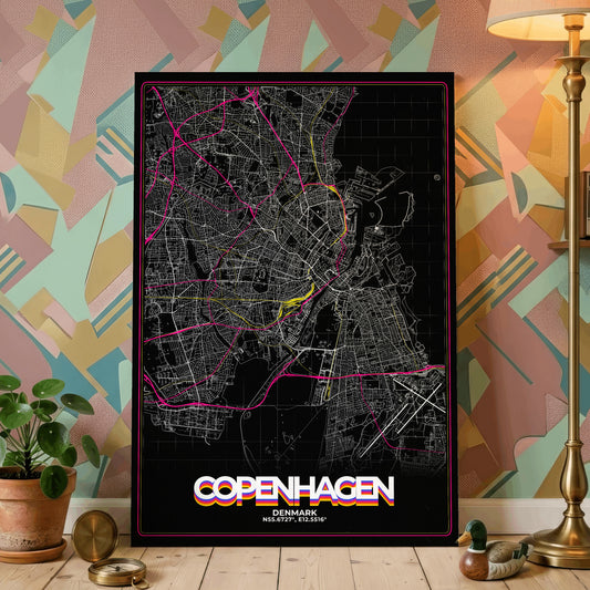 Copenhagen Retro Map Poster