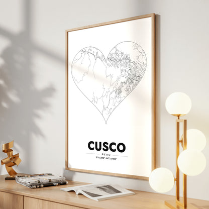 Cusco Heart Map Poster
