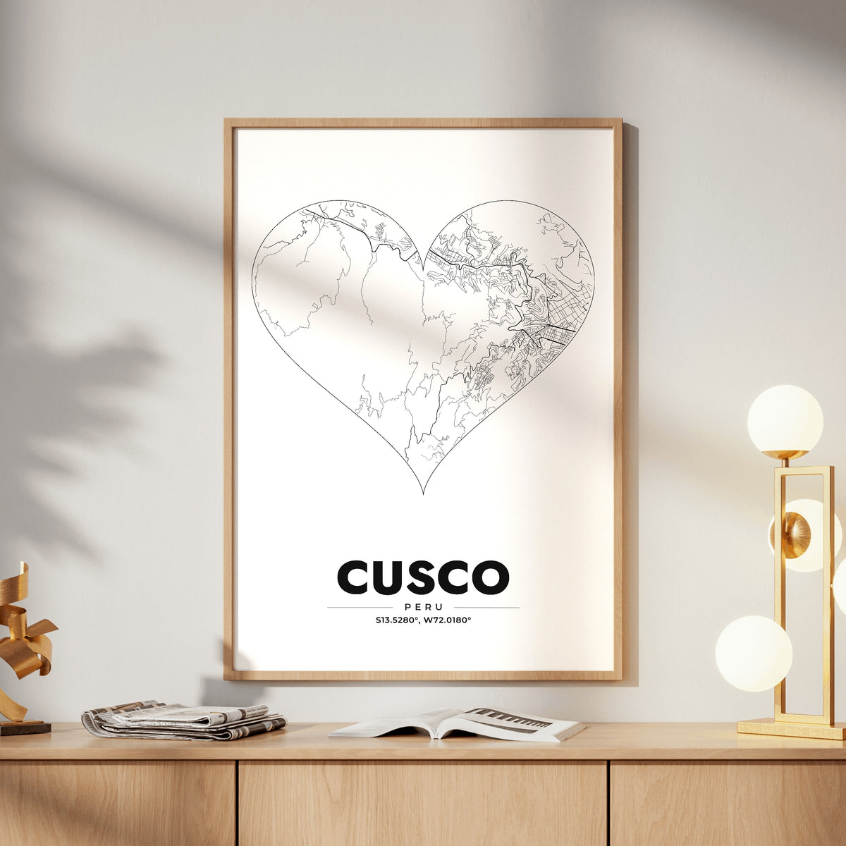Cusco Heart Map Poster