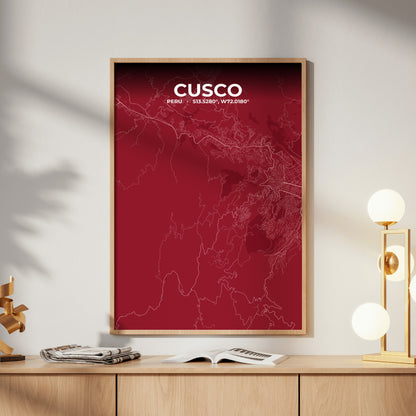 Cusco Garnet Map Poster