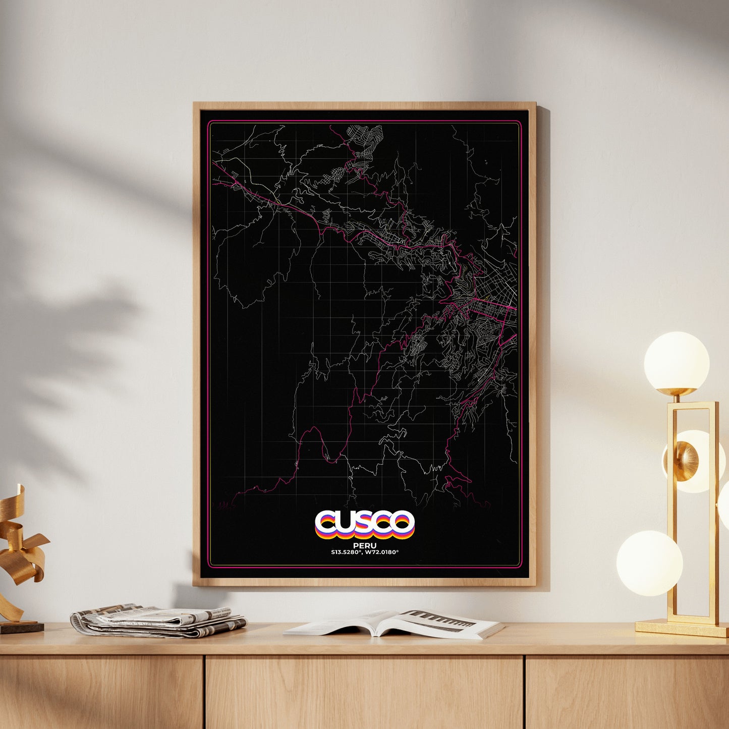 Cusco Retro Map Poster