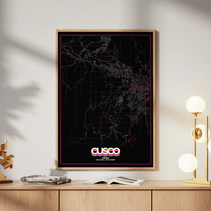 Cusco Retro Map Poster