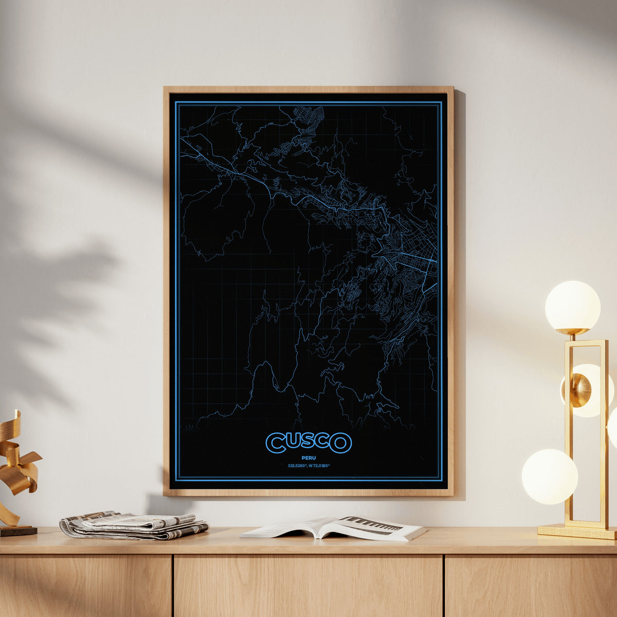 Cusco Phosphor Map Poster - IBM Blue