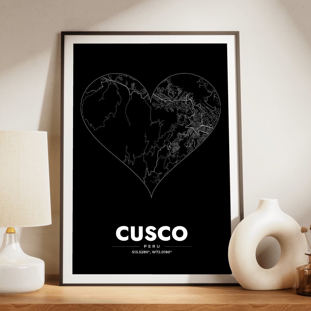 Cusco Heart Map Poster