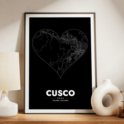 Cusco Heart Map Poster